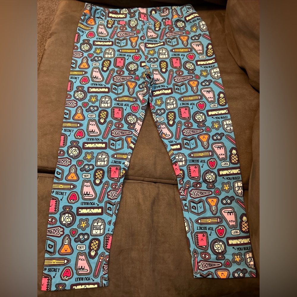 Spotted Zebra Girls Teal Blue Color Leggings XXL (11-12) School Supplies Cute